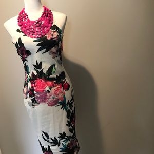 AX Paris White Floral cutout detail dress. NWT